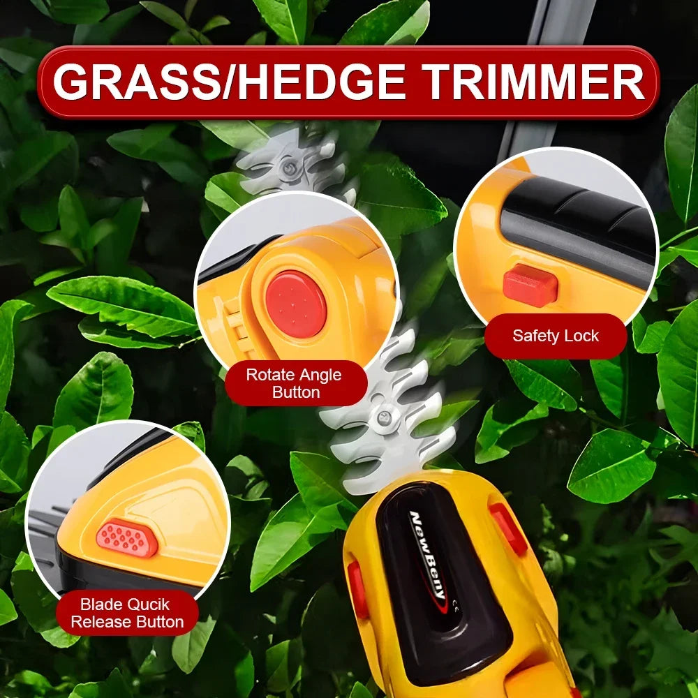 2 IN 1 Cordless Electric Hedge Trimmer