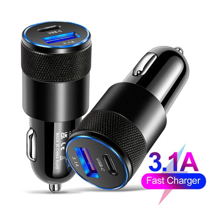 Type C USB 2 Port Car Charger